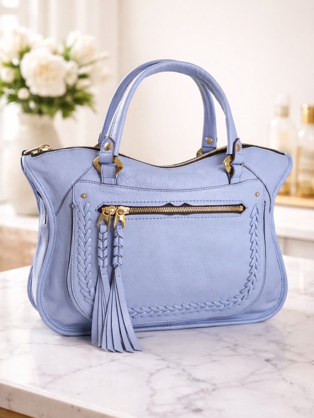 OrYany Periwinkle Leather Sarah Satchel